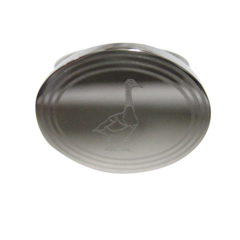 Etched Oval Goose Bird Adjustable Size Ring